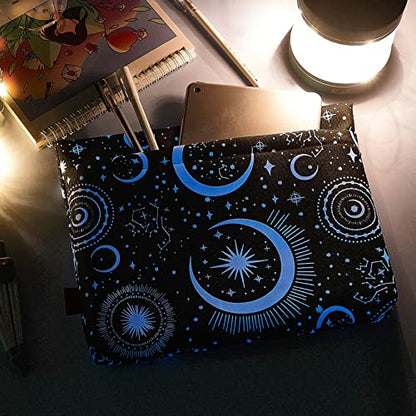 Lparkin - Glow in the Dark Padded Book Cover with Button & Extra Pocket, 11"x9"