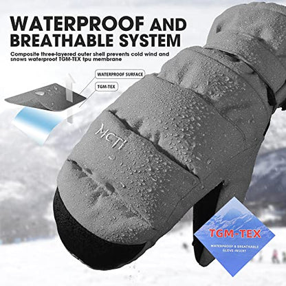 MCTi - Women's Waterproof Ski Mittens with Touch Screen, Insulated & Quilted