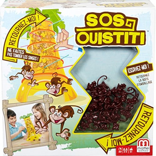 Shop the Mattel Games SOS Ouistiti Board Game, a fun French skill game for kids. Perfect for family game night and developing fine motor skills.