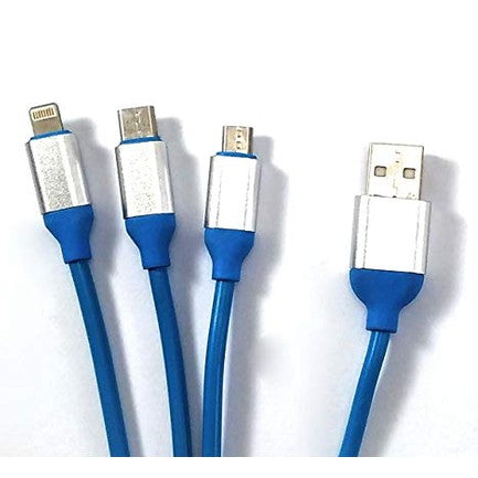 Md Gold - 3 in 1 Fast Multi Charger Cable, Nylon Braided, Smart Charge for Type-C, Micro & iPhone