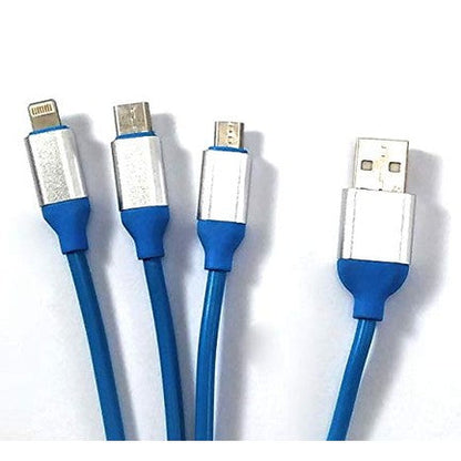Md Gold - 3 in 1 Fast Multi Charger Cable, Nylon Braided, Smart Charge for Type-C, Micro & iPhone