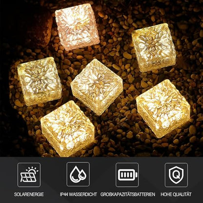Medoyoh - Outdoor Solar Pave Glass Light with Warm White LED, Waterproof, Auto On/Off