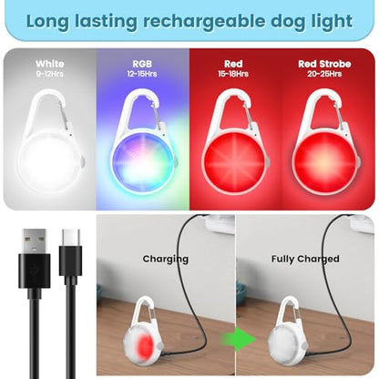 Medt - LED Rechargeable Dog Collar Lights, 2-Pack, RGB Colors, Super Bright