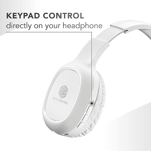 Music Sound - Basic Bluetooth Headphones with 14-Hour Battery Life, LED Indicator, AUX Input, Extendable Headband