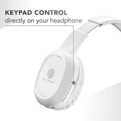Music Sound - Basic Bluetooth Headphones with 14-Hour Battery Life, LED Indicator, AUX Input, Extendable Headband