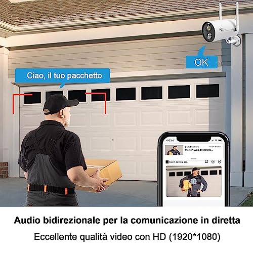 NGTeco - Wireless Security Camera with 9000mA Battery, PIR Motion Detection, Color Night Vision, 2-Way Audio