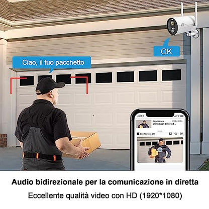NGTeco - Wireless Security Camera with 9000mA Battery, PIR Motion Detection, Color Night Vision, 2-Way Audio