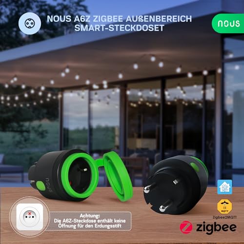 Nous - Zigbee IP44 Smart Outdoor Socket with Consumption Measurement, Alexa Compatible