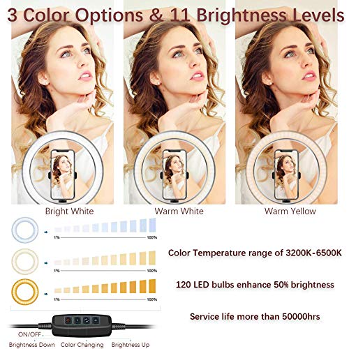 Oebld - Dimmable 10" Ring Light with 3 Modes & 10 Brightness Levels for Streaming