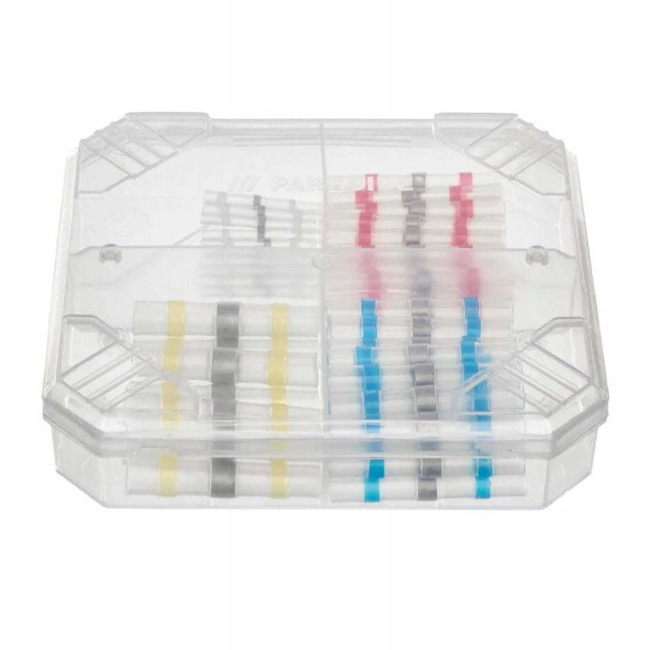 60 piece set of heat-shrink butt connectors with color-coded for easy identification