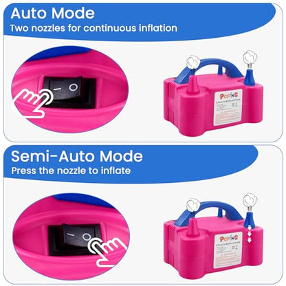 PCFING - Electric Balloon Pump with Dual Nozzle, Fast Inflation & Tie Tool