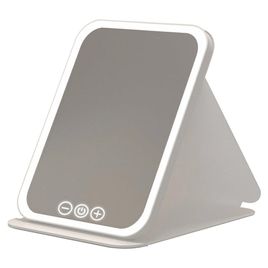 Travel-Friendly Makeup Mirror with Led Light, Foldable, Touch-Control & Type-C Rechargeable