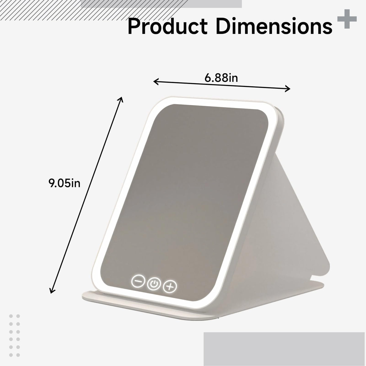 Travel-Friendly Makeup Mirror with Led Light, Foldable, Touch-Control & Type-C Rechargeable