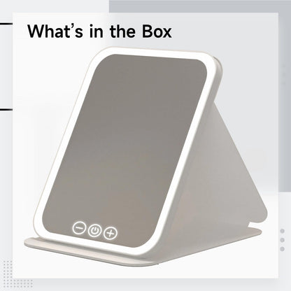 Travel-Friendly Makeup Mirror with Led Light, Foldable, Touch-Control & Type-C Rechargeable