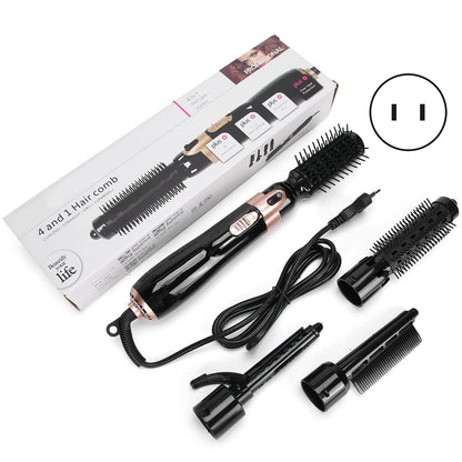 Hair Dryer Brush, 4 in 1 Hot Air Brush Hair Blow Dryer Brushes Set Volumizer Curler Combo with Interchangeable Brush Head Automatic Hair Curler Curling Iron