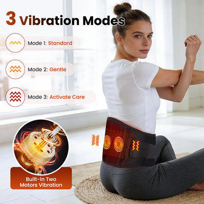 Lumbar Massage Belt with Heat, Waist Massager, 3 Fast Heating Modes and Massage for Lower Back Relief