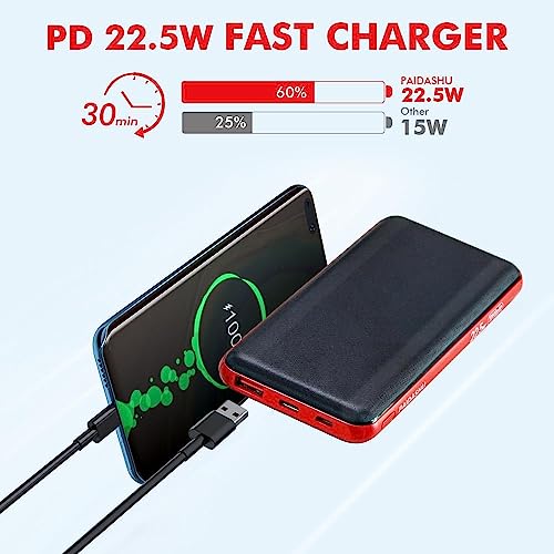 Paidashu - Power Bank Pack of 2, 10600 mAh, 22.5W Fast Charging, USB-C