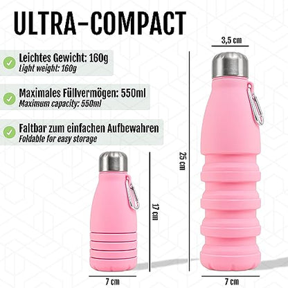 Perfekto24 - Collapsible Silicone Water Bottle, BPA Free, Non-Toxic, 550ml