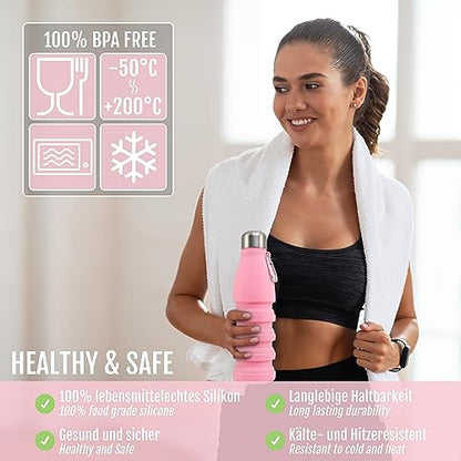 Perfekto24 - Collapsible Silicone Water Bottle, BPA Free, Non-Toxic, 550ml
