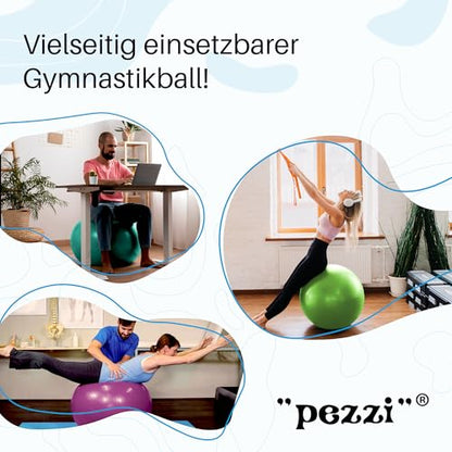 Pezziball - Original Gymnastics Ball 42-75 cm, Robust PVC, Max Load 400 kg