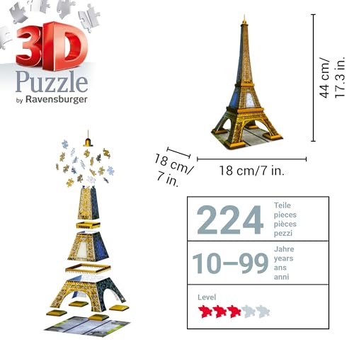Ravensburger - Eiffel Tower 216 Piece 3D Puzzle for Kids & Adults - Easy Click Tech