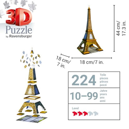 Ravensburger - Eiffel Tower 216 Piece 3D Puzzle for Kids & Adults - Easy Click Tech