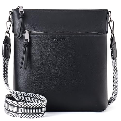 Roulens Vegan Soft Leather Crossbody Bag with Adjustable Strap