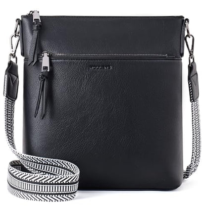 Roulens Vegan Soft Leather Crossbody Bag with Adjustable Strap
