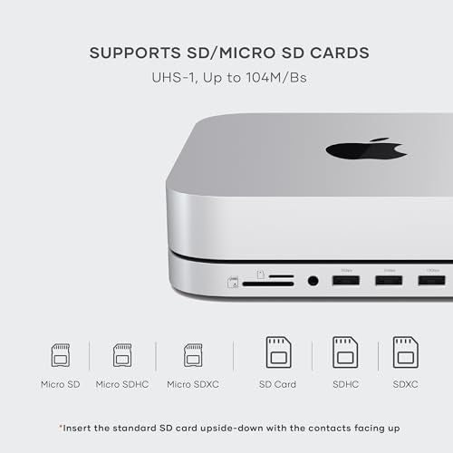 Satechi - Mac Mini Hub & Stand with NVME/SATA SSD Enclosure, USB-C 10Gbps, 3 USB-A Ports, Audio Jack