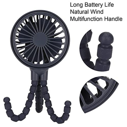 Septpenta - Rechargeable Mini Desktop Fan with Flexible Tripod, 3 Speeds, 360° Rotation, Quiet Operation