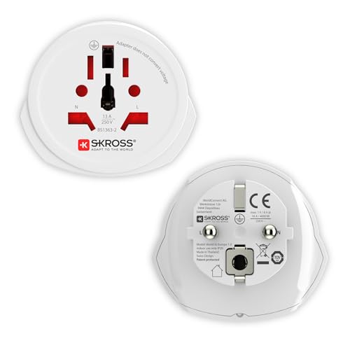 Skross - World to Europe Travel Adapter, Schuko Standard, Compact Design