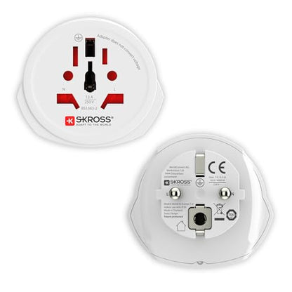 Skross - World to Europe Travel Adapter, Schuko Standard, Compact Design
