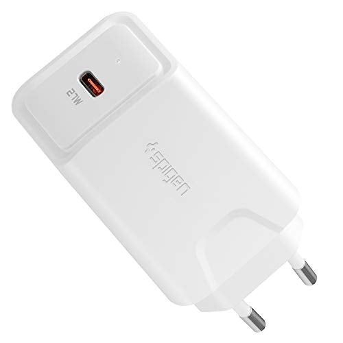 Experience rapid charging with Spigen's 27W PD USB C Charger, compatible with iPhone, iPad, Galaxy, and more. Perfect for on-the-go power needs!