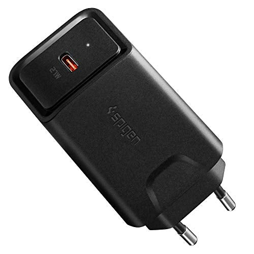 Fast charging with Spigen 27W PD USB C Charger. Compatible with iPhone, iPad, Galaxy, and Galaxy Tab. Power Delivery 3.0 for efficient charging.
