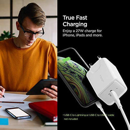 Spigen - 27W PD USB C Charger for Fast Charging, Compatible with iPhone & Galaxy