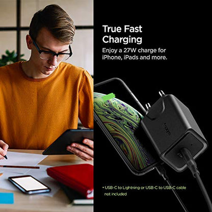 Spigen - 27W PD USB C Charger for Fast Charging, Compatible with iPhone & Galaxy