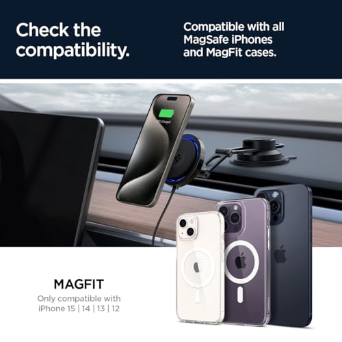 Spigen - MagSafe Car Mount Charger with Heat Dissipation & Noise Prevention for iPhone 15
