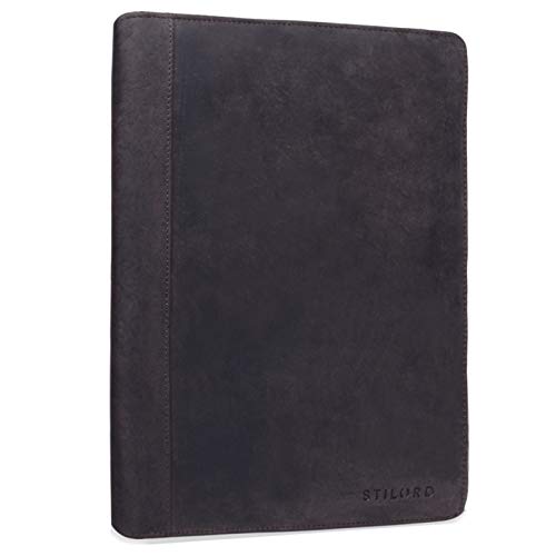 Stilord 'Julius' Vintage Leather Conference Folder for Tablets