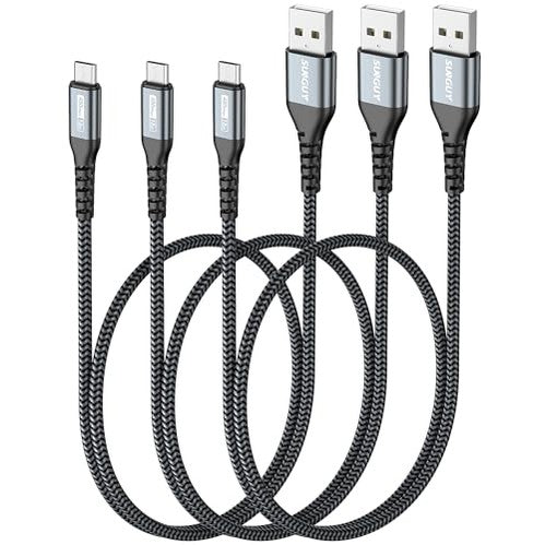 Sunguy Micro USB Cable 2FT, Fast Charging, Nylon Braided, USB 2.0