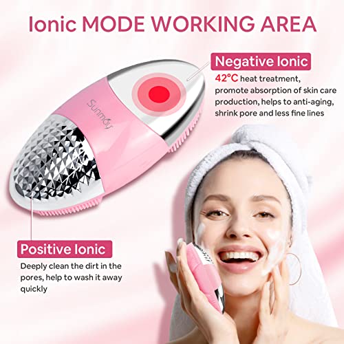 Sunmay - Sonic Facial Cleansing Brush with Positive/Negative Ion Function, USB Rechargeable, All Skin Types