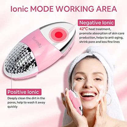 Sunmay - Sonic Facial Cleansing Brush with Positive/Negative Ion Function, USB Rechargeable, All Skin Types