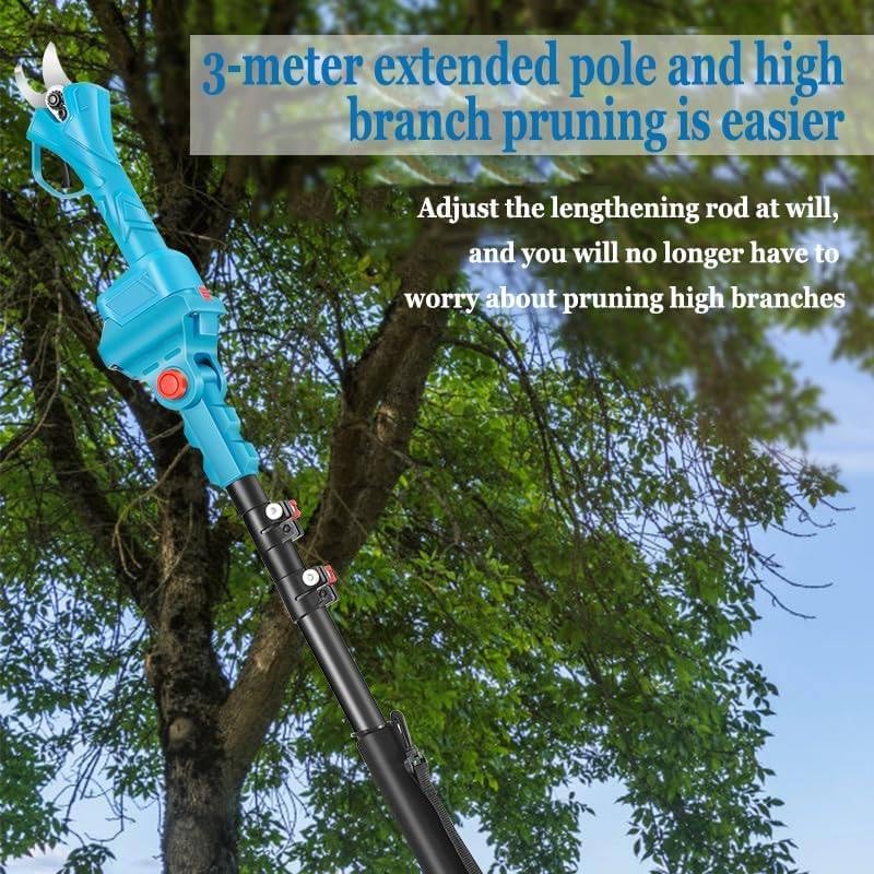 4-IN-1Cordless Pole Saw 8 Inch& Electric Pruning Shears,Brushless Mini Chainsaw with 125-220 cm Extension Pole, with 2Pcs 13000mAh Battery, Multi-Angle for Tree Branches Trimming