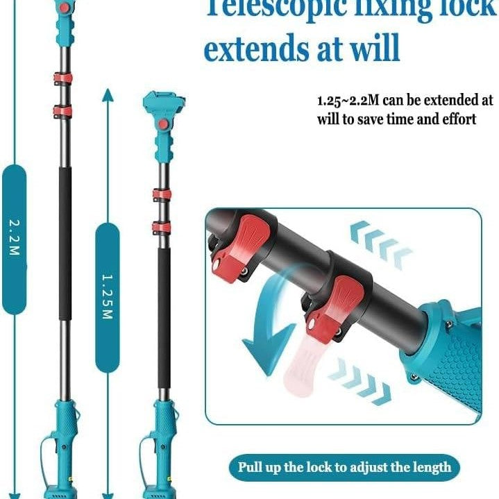 4-IN-1Cordless Pole Saw 8 Inch& Electric Pruning Shears,Brushless Mini Chainsaw with 125-220 cm Extension Pole, with 2Pcs 13000mAh Battery, Multi-Angle for Tree Branches Trimming