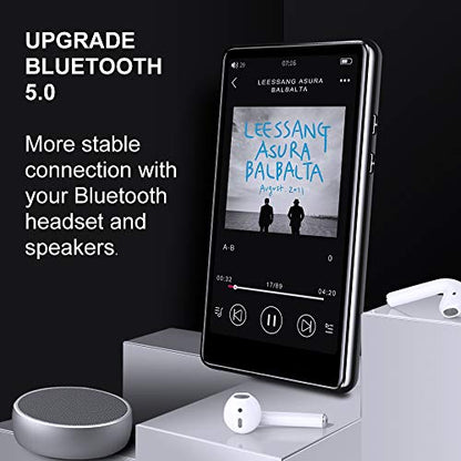 Tengsen - Bluetooth 5.0 MP3 Player with 4.0" Touchscreen, 16GB Storage, FM Radio
