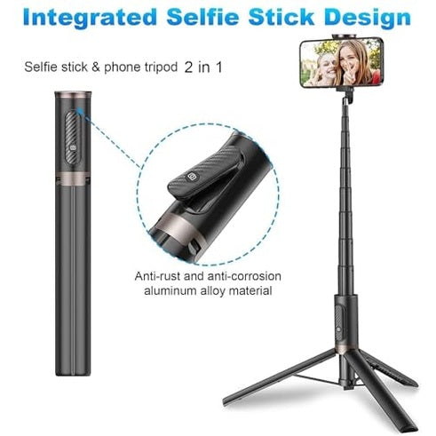 Toneof - 152CM Selfie Stick Tripod, Portable, Lightweight, All-in-One Design