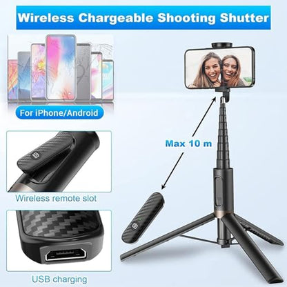 Toneof - 152CM Selfie Stick Tripod, Portable, Lightweight, All-in-One Design