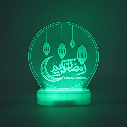 Topyond - Elegant Eid Mubarak Night Light with RGB LED & 3D Base, Eco-Friendly Design