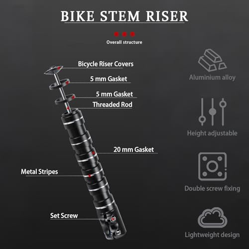 Tuhdwj - Aluminum Alloy Bike Stem Riser, 1-1/8" Extender with Hex Wrench