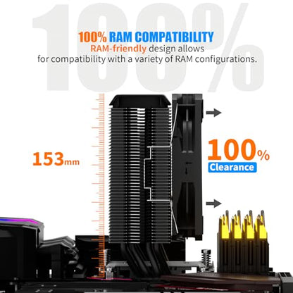 UpHere - P4K CPU Air Cooler with 6mm x 4 Copper Heat Pipes & 120mm PWM Fan
