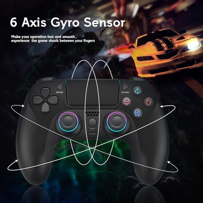Varkda - Wireless PS4 Controller with Dual Vibration, RGB LED, Audio Jack